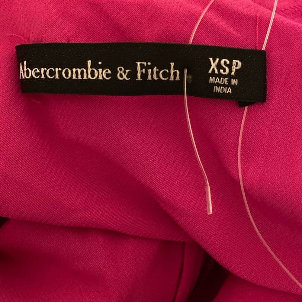 NWT Abercrombie & Fitch Vibrant Pink Asymmetric Ruffled Mini Dress Vneck adjusta - Picture 10 of 12